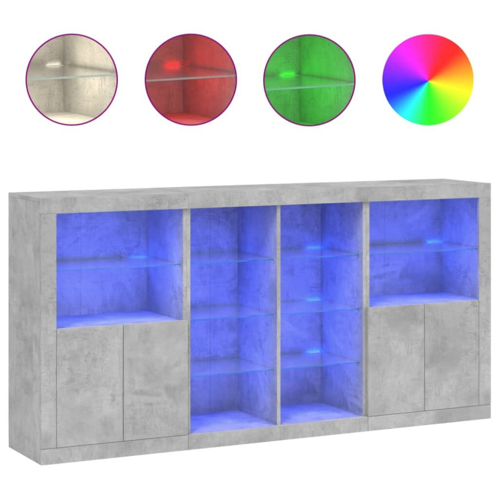 Vidaxl (Concrete Grey) Sideboard With Led Lights Home Cupboard Side Cabinet Storage Highboard