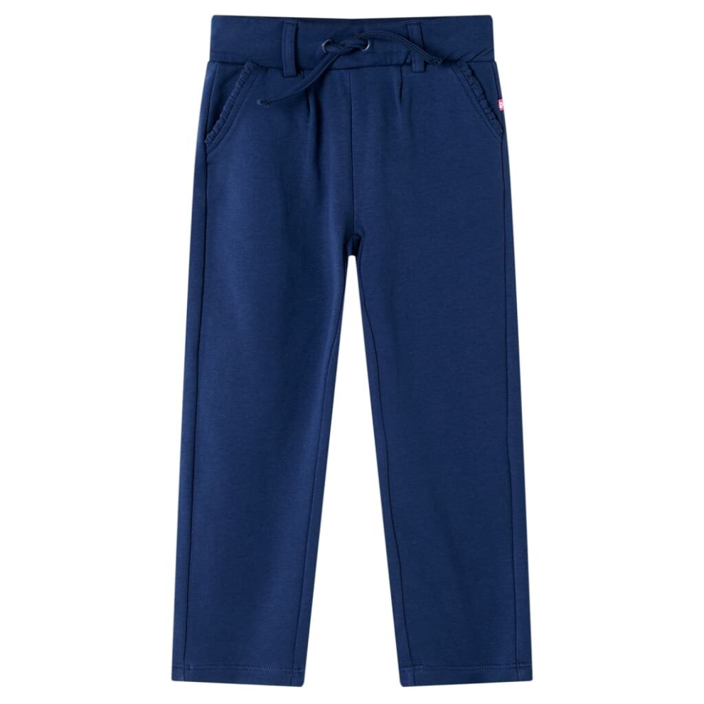Vidaxl (128) Kids' Pants With Drawstring Trousers Elasticated Waist Children Pants Navy Blue