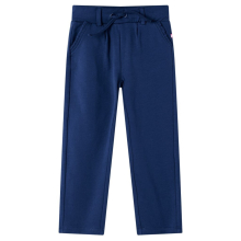 (116) Kids' Pants with Drawstring Trousers Elasticated Waist Children Pants Navy