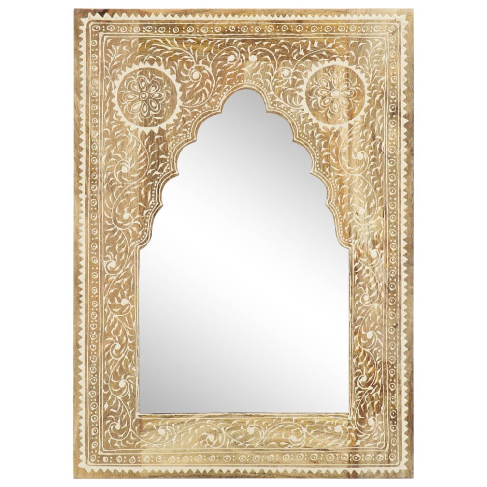 vidaXL Solid Mango Wood Hand Painted Mirror 40x55cm Bathroom Hallway Mirror
