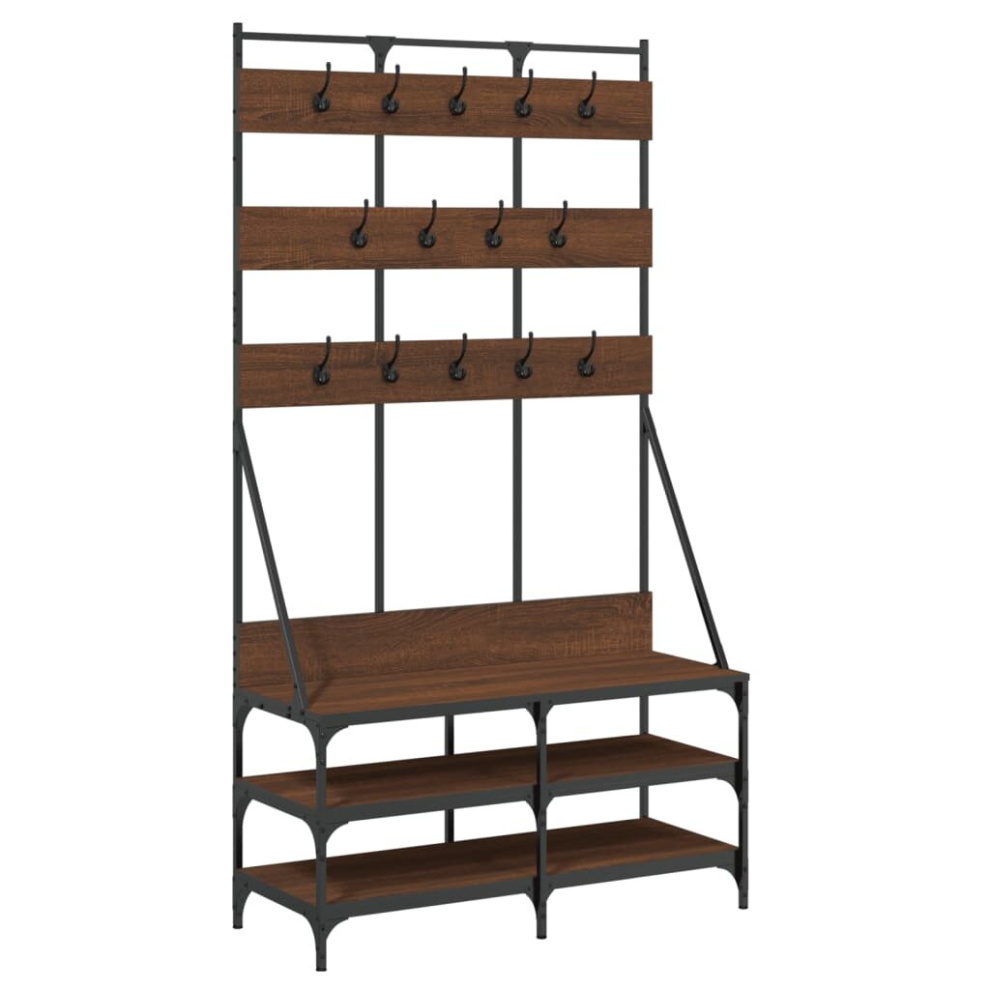 (brown oak) vidaXL Clothes Rack with Shoe Storage Garment Rack Clothes Shelf Clothes Rail