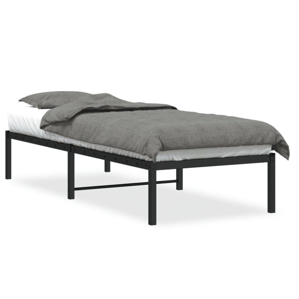 Vidaxl (Black, 75 X 190 Cm) Metal Bed Frame Home Bedroom Bed Base Mattress Foundation Bedstead