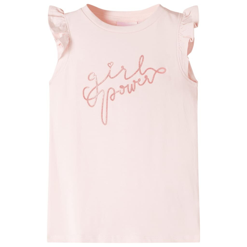 (pink, 104) Kids' T-shirt with Ruffle Sleeves Children's T Shirt Tee Top Glitter Print