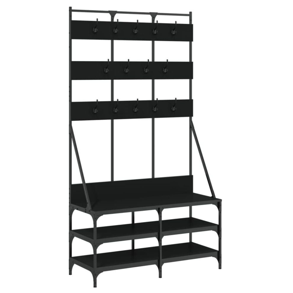 Vidaxl (Black) Clothes Rack With Shoe Storage Garment Rack Clothes Shelf Clothes Rail Black