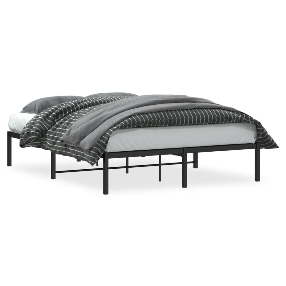 Vidaxl (Black, 140 X 200 Cm) Metal Bed Frame Home Bedroom Bed Base Mattress Foundation Bedstead