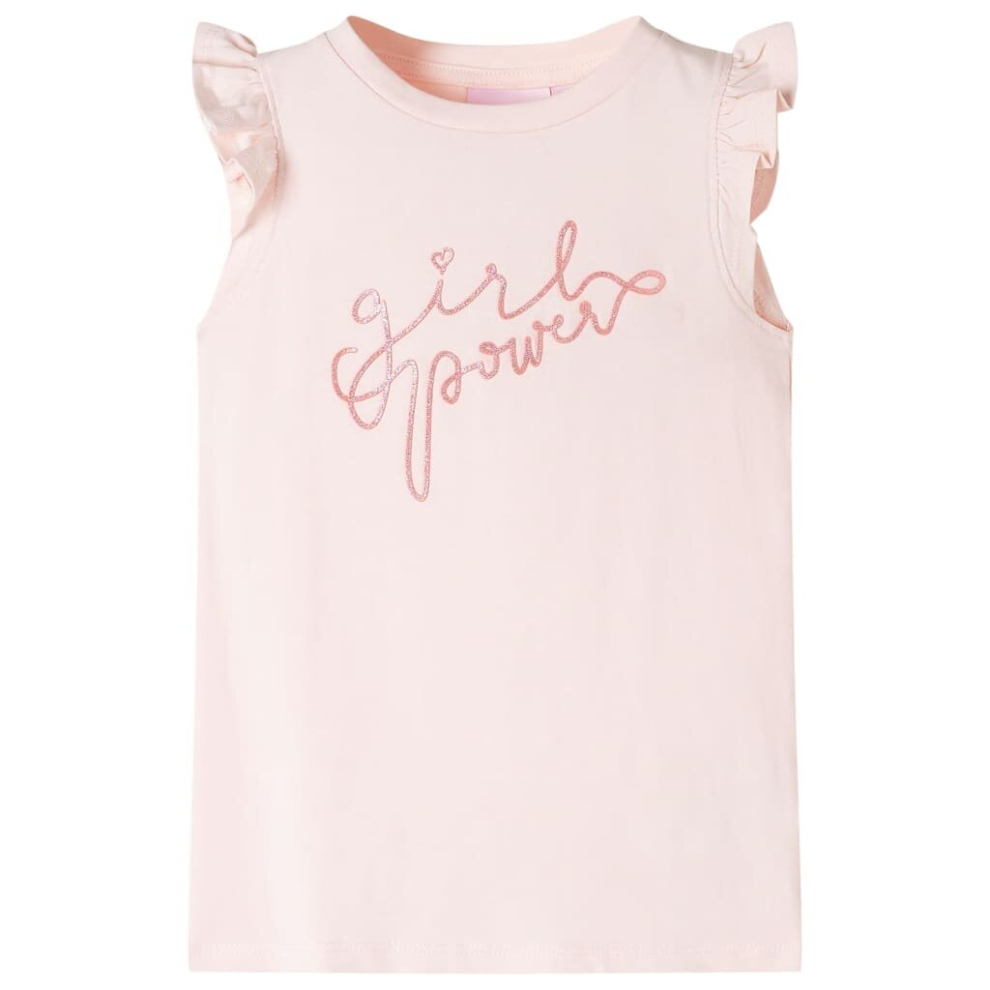 (pink, 128) Kids' T-shirt with Ruffle Sleeves Children's T Shirt Tee Top Glitter Print