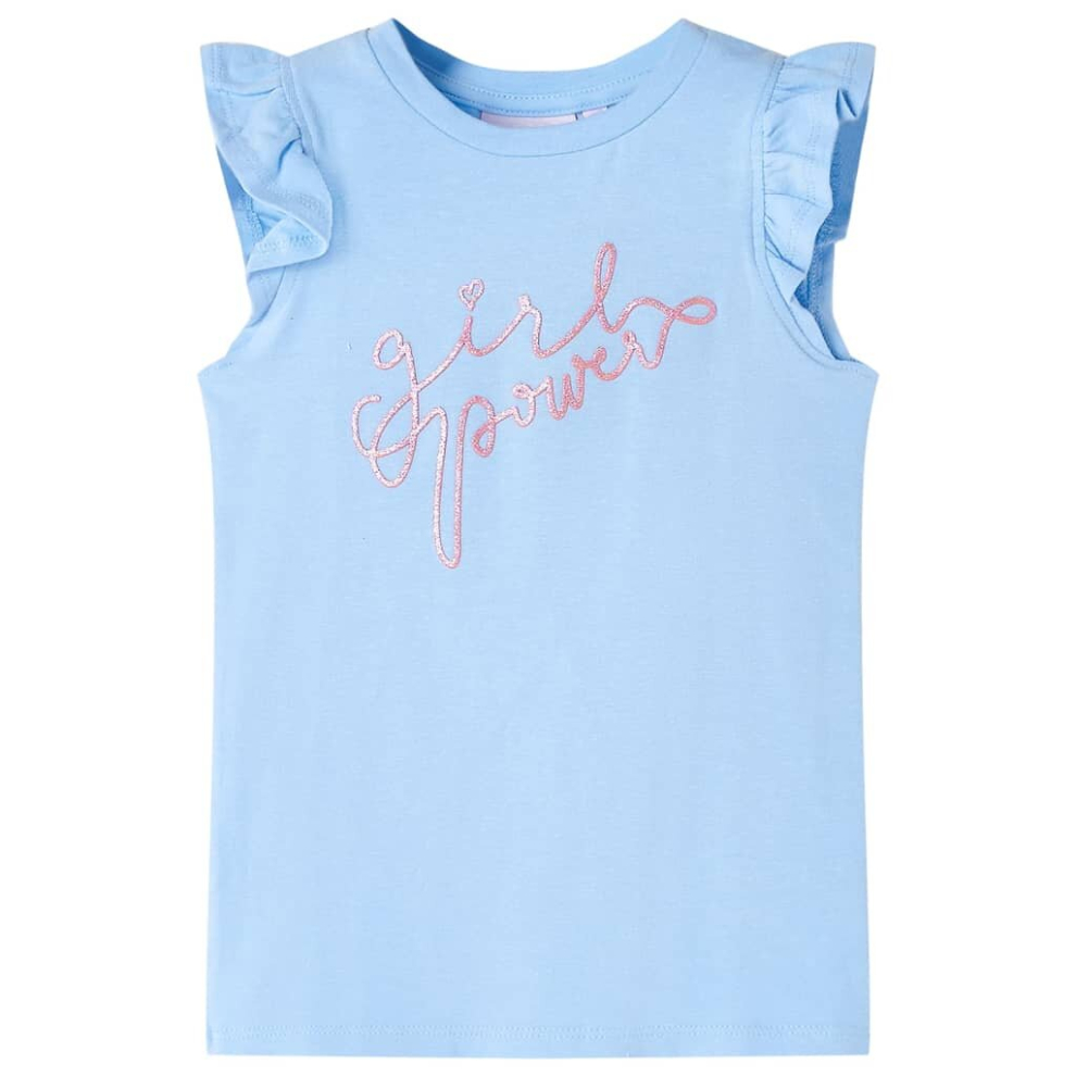 (blue, 104) Kids' T-shirt with Ruffle Sleeves Children's T Shirt Tee Top Glitter Print