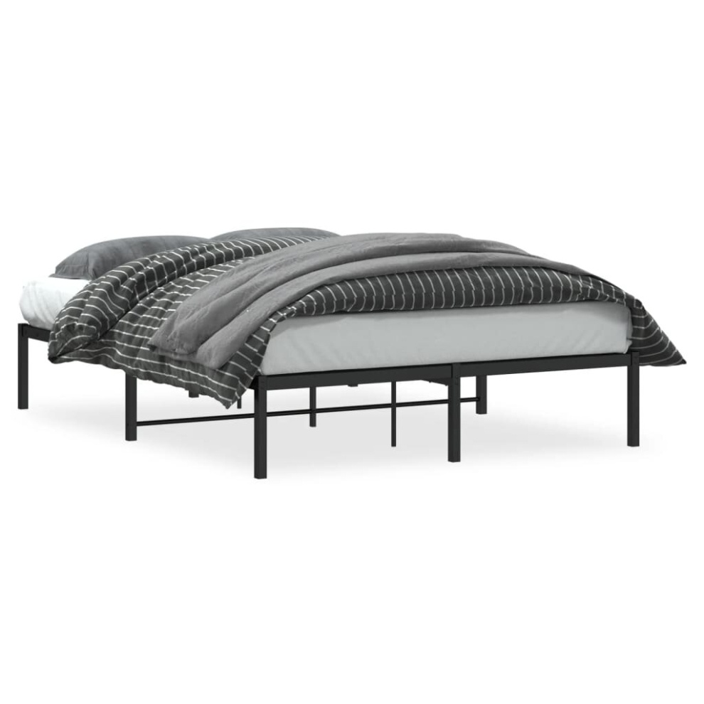 New Vidaxl (, 140 X 190 Cm) Metal Bed Frame Home Bedroom Bed Base Mattress Foundation Bedstead Black