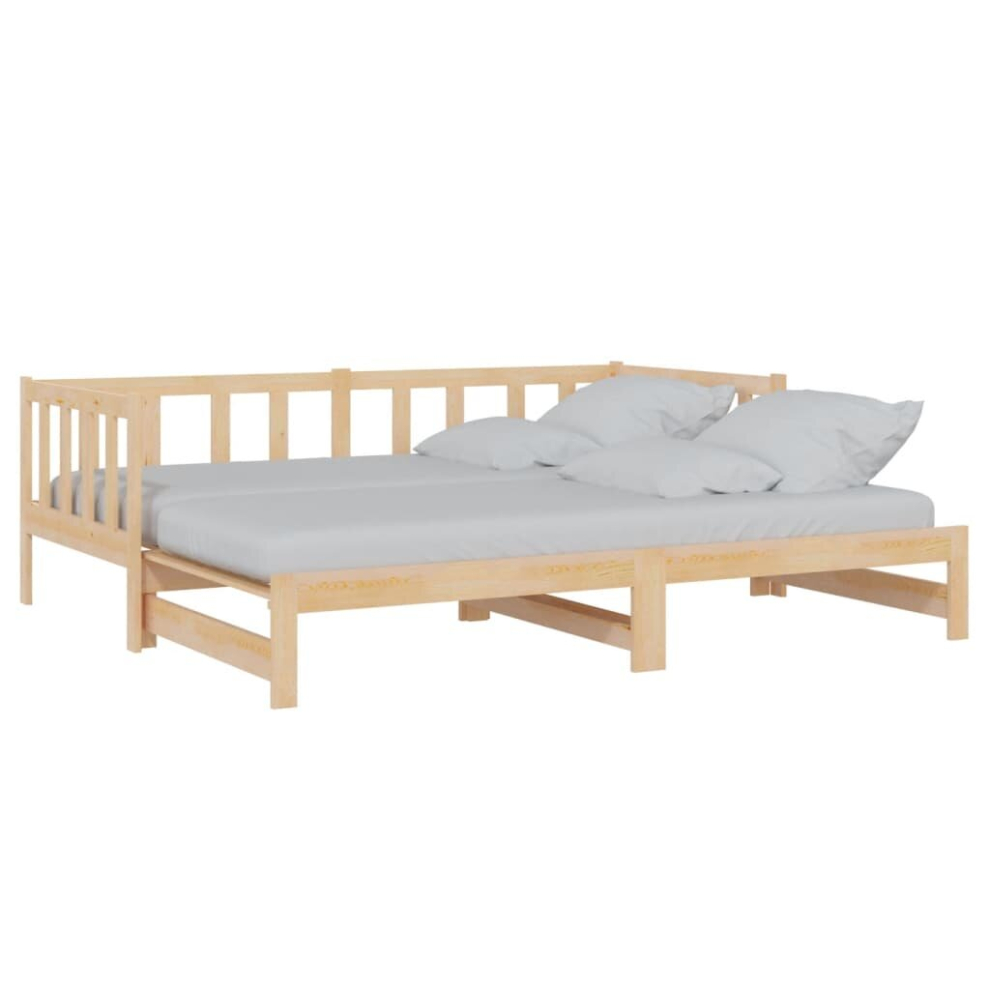 Vidaxl Day Bed With Trundle Sofa Bed Daybed Couch 90X200 Cm Solid Wood Pine
