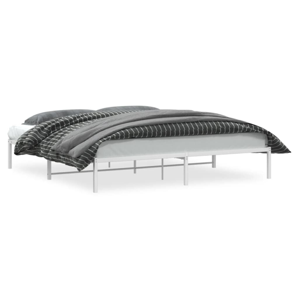 Vidaxl (White, 200 X 200 Cm) Metal Bed Frame Home Bedroom Bed Base Mattress Foundation Bedstead