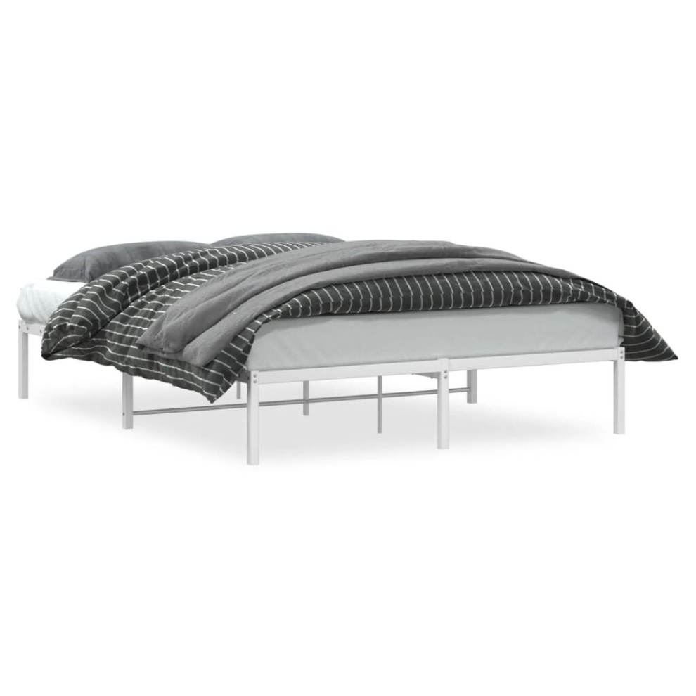 Vidaxl (White, 160 X 200 Cm) Metal Bed Frame Home Bedroom Bed Base Mattress Foundation Bedstead
