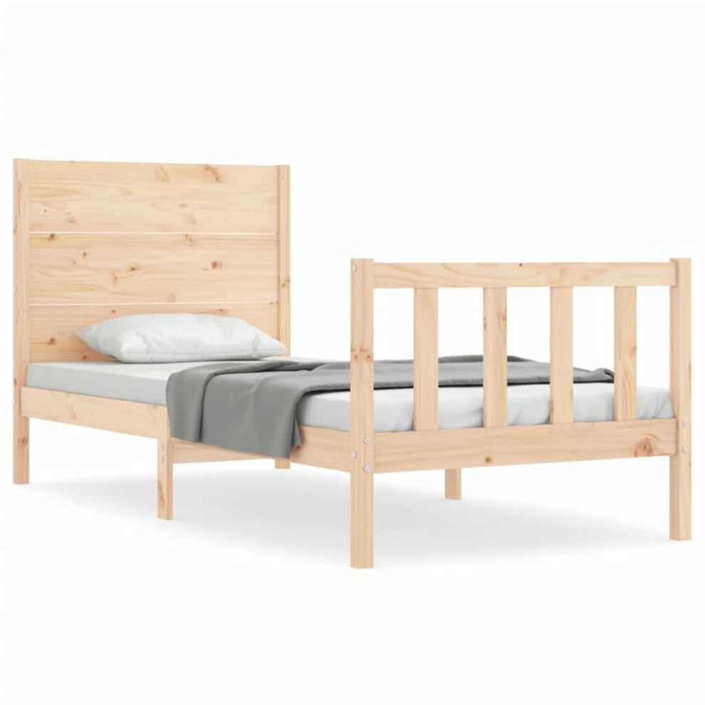 (natural, 100 x 200 cm) vidaXL Bed Frame Bed Base Platform Bed with Headboard Small Single Solid Wood