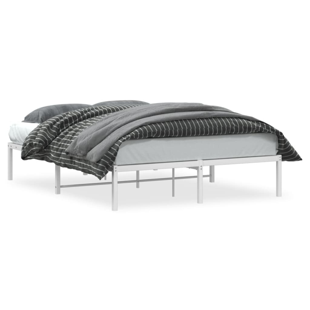 Vidaxl (White, 140 X 200 Cm) Metal Bed Frame Home Bedroom Bed Base Mattress Foundation Bedstead