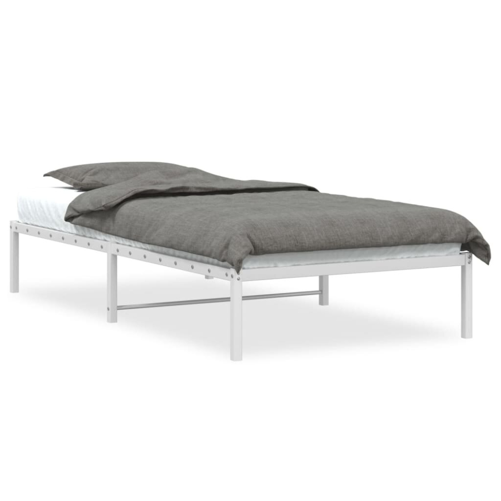 Vidaxl (White, 100 X 190 Cm) Metal Bed Frame Home Bedroom Bed Base Mattress Foundation Bedstead