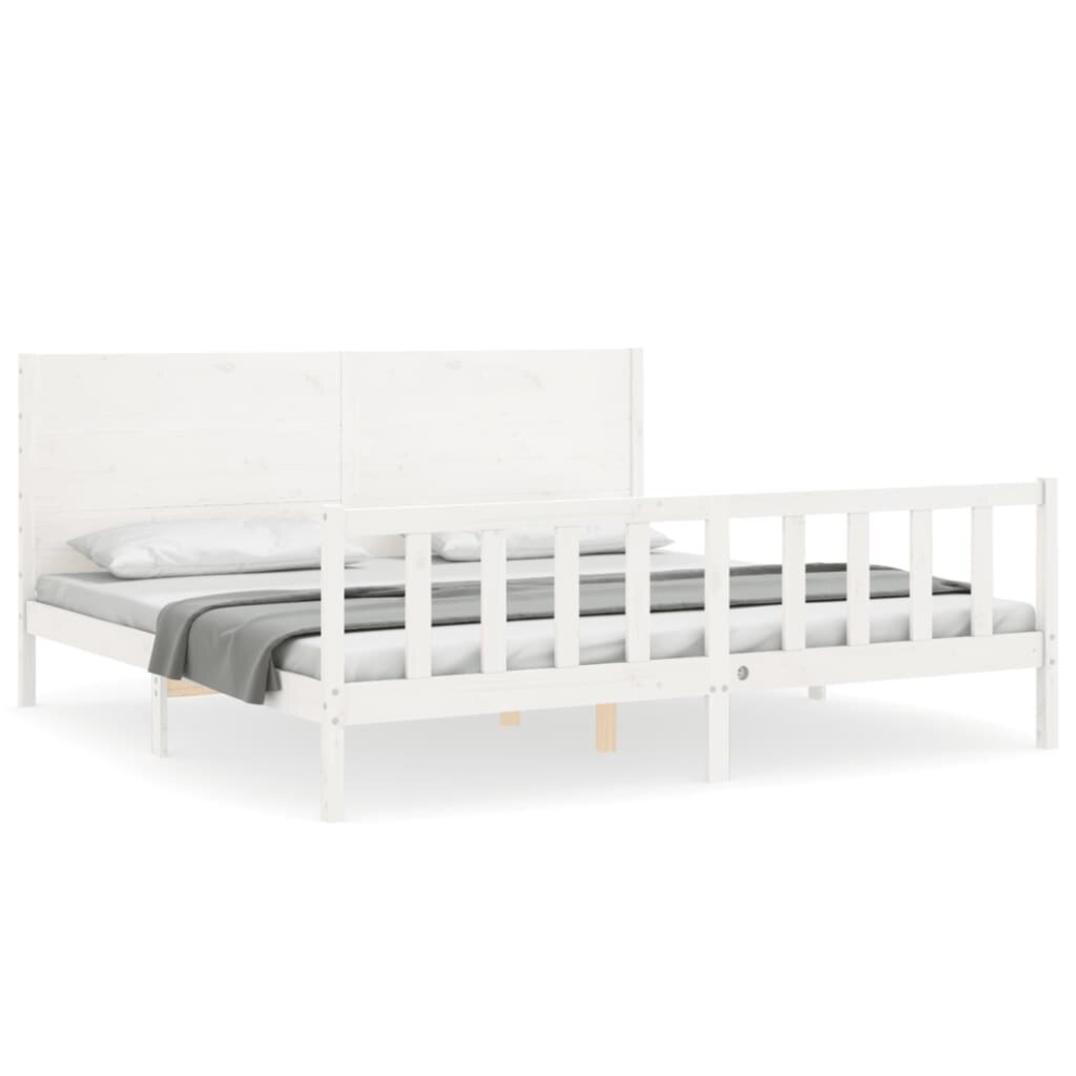 (white, 180 x 200 cm) vidaXL Bed Frame Bed Base Platform Bed with Headboard Small Single Solid Wood