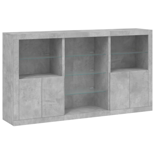 VidaXL (concrete grey) vidaXL Sideboard with LED Lights Home Cupboard Side Cabinet Storage Highboard 2
