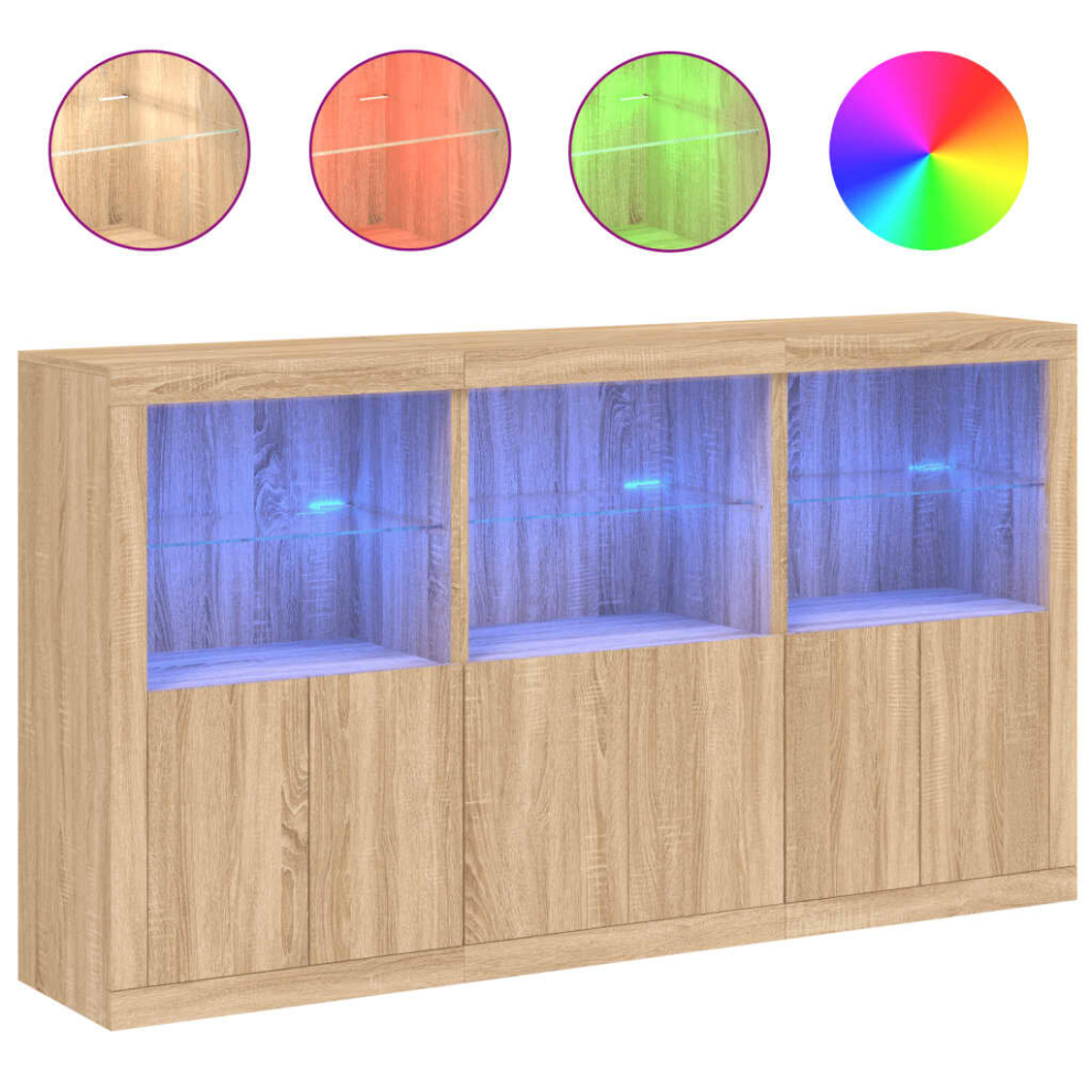 Vidaxl (Sonoma Oak) Sideboard With Led Lights Home Cupboard Side Cabinet Storage Highboard