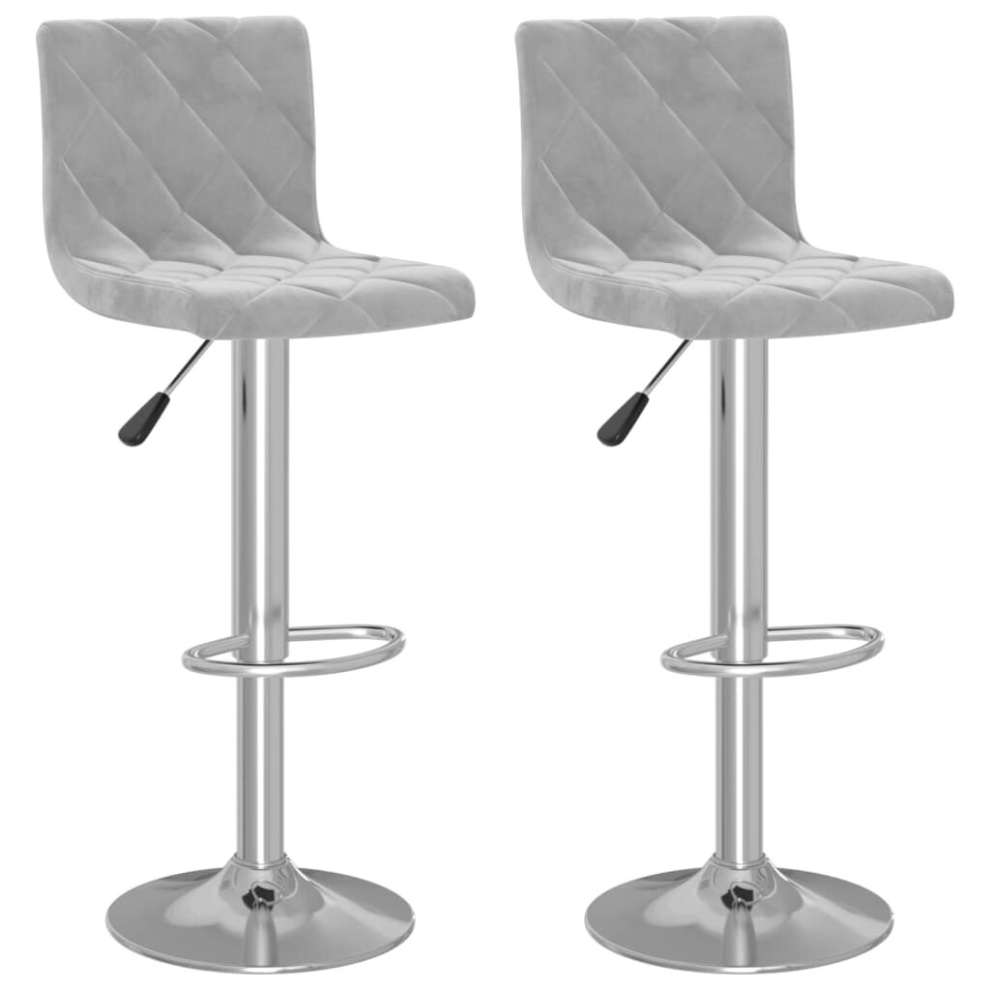 Vidaxl Bar Stools Kitchen Bar Chair Pub Counter Stool 2 Pcs Light Velvet Grey