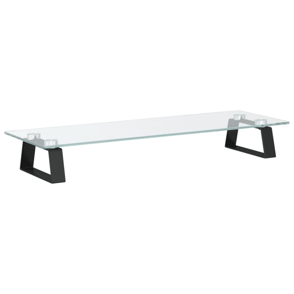 (, 60 X 20 X 8 Cm) Vidaxl Monitor Stand Riser Computer Display Stand Tempered Glass And Metal Black 8721012216440
