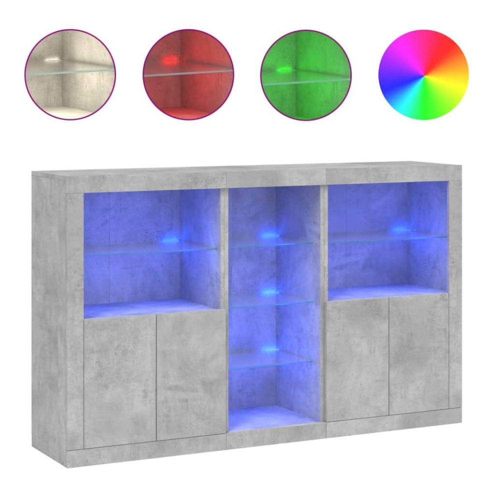 Vidaxl (Concrete Grey) Sideboard With Led Lights Home Cupboard Side Cabinet Storage Highboard