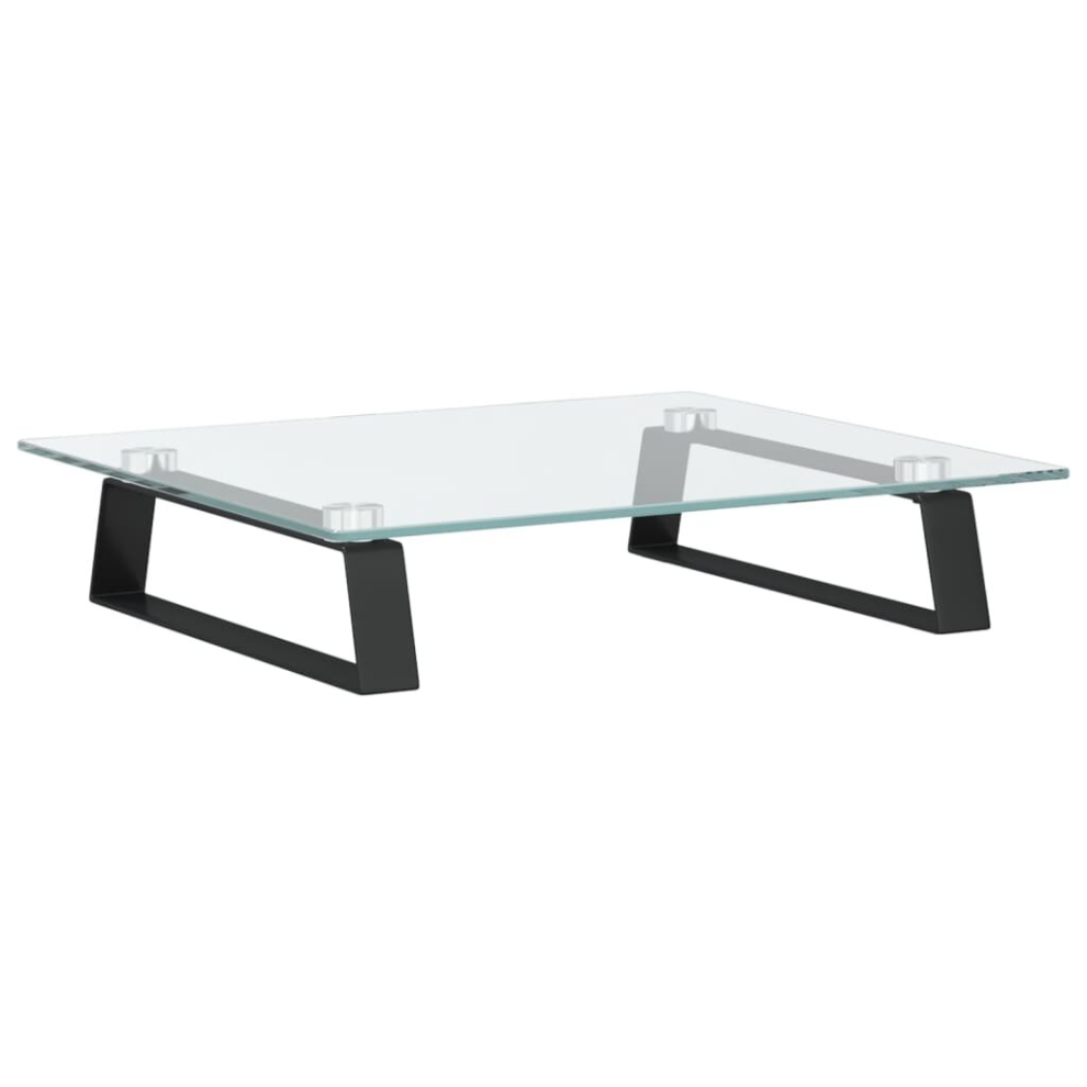 Vidaxl (Black, 40 X 35 X 8 Cm) Monitor Stand Riser Computer Display Stand Tempered Glass And Metal