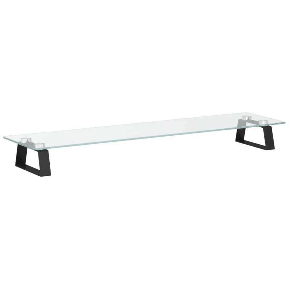 (, 80 X 20 X 8 Cm) Vidaxl Monitor Stand Riser Computer Display Stand Tempered Glass And Metal Black 8721012216457