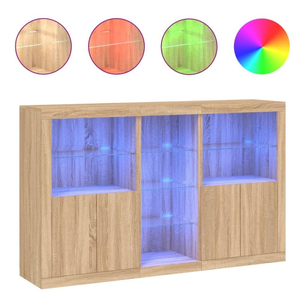 Vidaxl (Sonoma Oak) Sideboard With Led Lights Home Cupboard Side Cabinet Storage Highboard