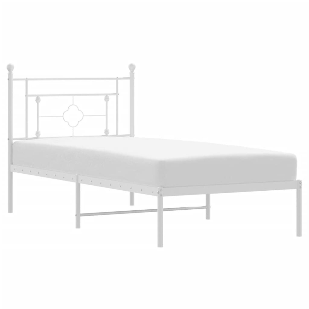 (white, 100 x 200 cm/with headboard) vidaXL Metal Bed Frame Home Bedroom Bed Base Mattress Foundation Bedstead