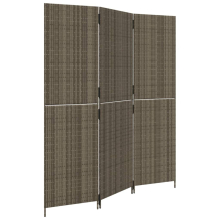 vidaXL Room Divider 3 Panels Privacy Screen Balcony Screen Grey Poly Rattan