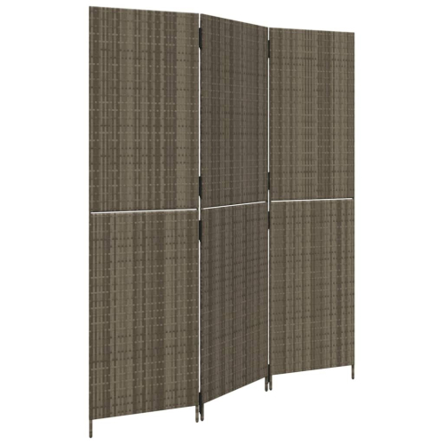 VidaXL vidaXL Room Divider 3 Panels Privacy Screen Balcony Screen Grey Poly Rattan
