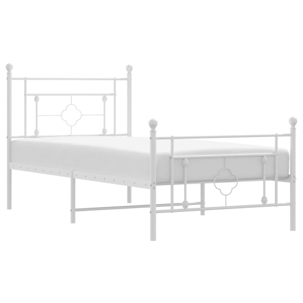 (white, 100 x 200 cm/with headboard & footboard) vidaXL Metal Bed Frame Home Bedroom Bed Base Mattress Foundation Bedstead