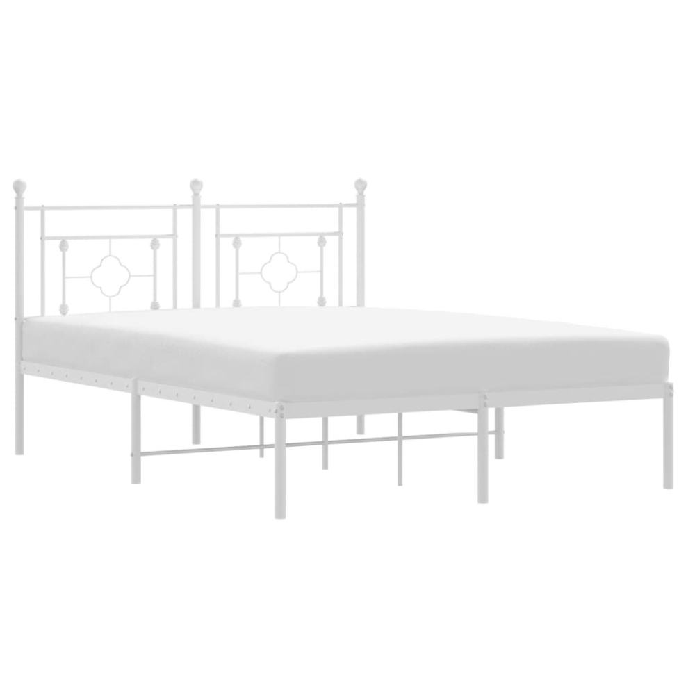 (white, 140 x 190 cm/with headboard) vidaXL Metal Bed Frame Home Bedroom Bed Base Mattress Foundation Bedstead