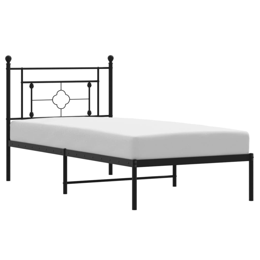 (black, 90 x 200 cm/with headboard) vidaXL Metal Bed Frame Home Bedroom Bed Base Mattress Foundation Bedstead