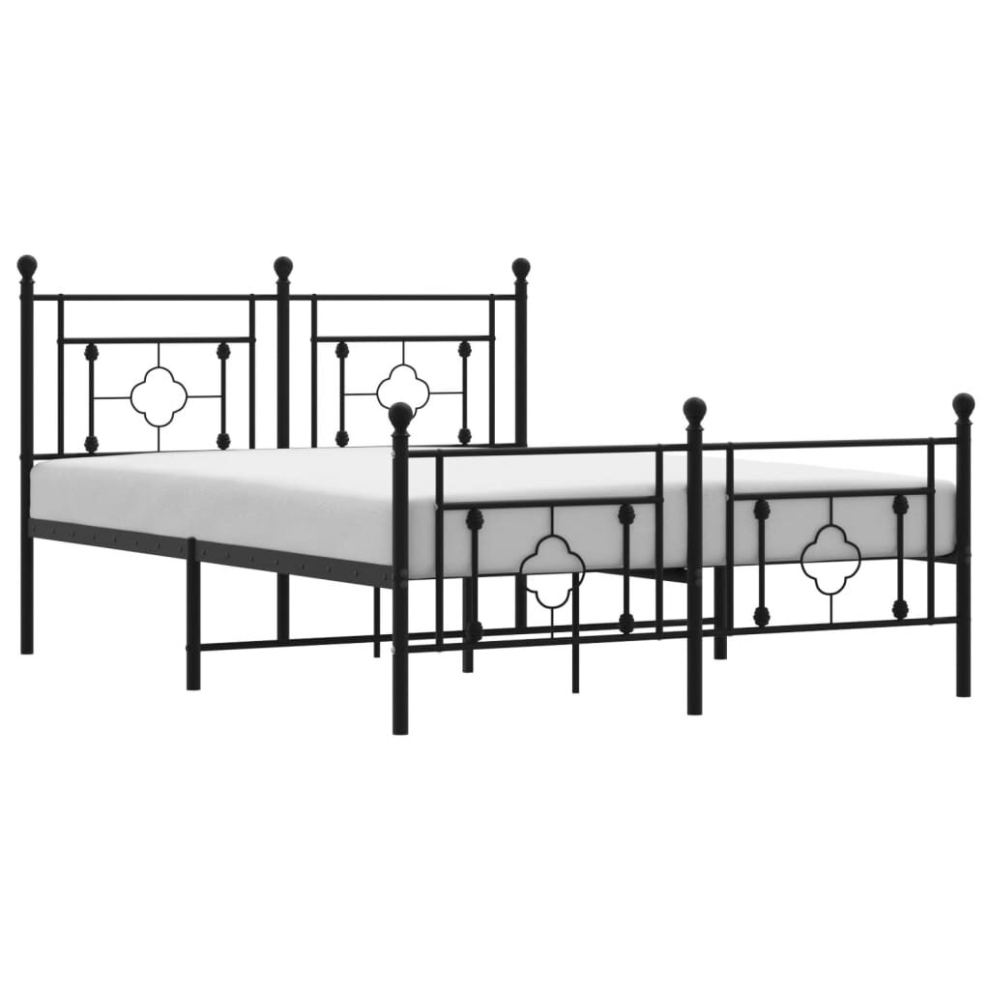 (black, 140 x 200 cm/with headboard & footboard) vidaXL Metal Bed Frame Home Bedroom Bed Base Mattress Foundation Bedstead