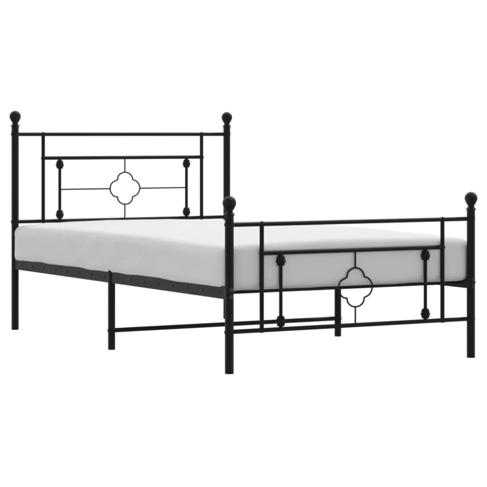 (black, 107 x 203 cm/with headboard & footboard) vidaXL Metal Bed Frame Home Bedroom Bed Base Mattress Foundation Bedstead