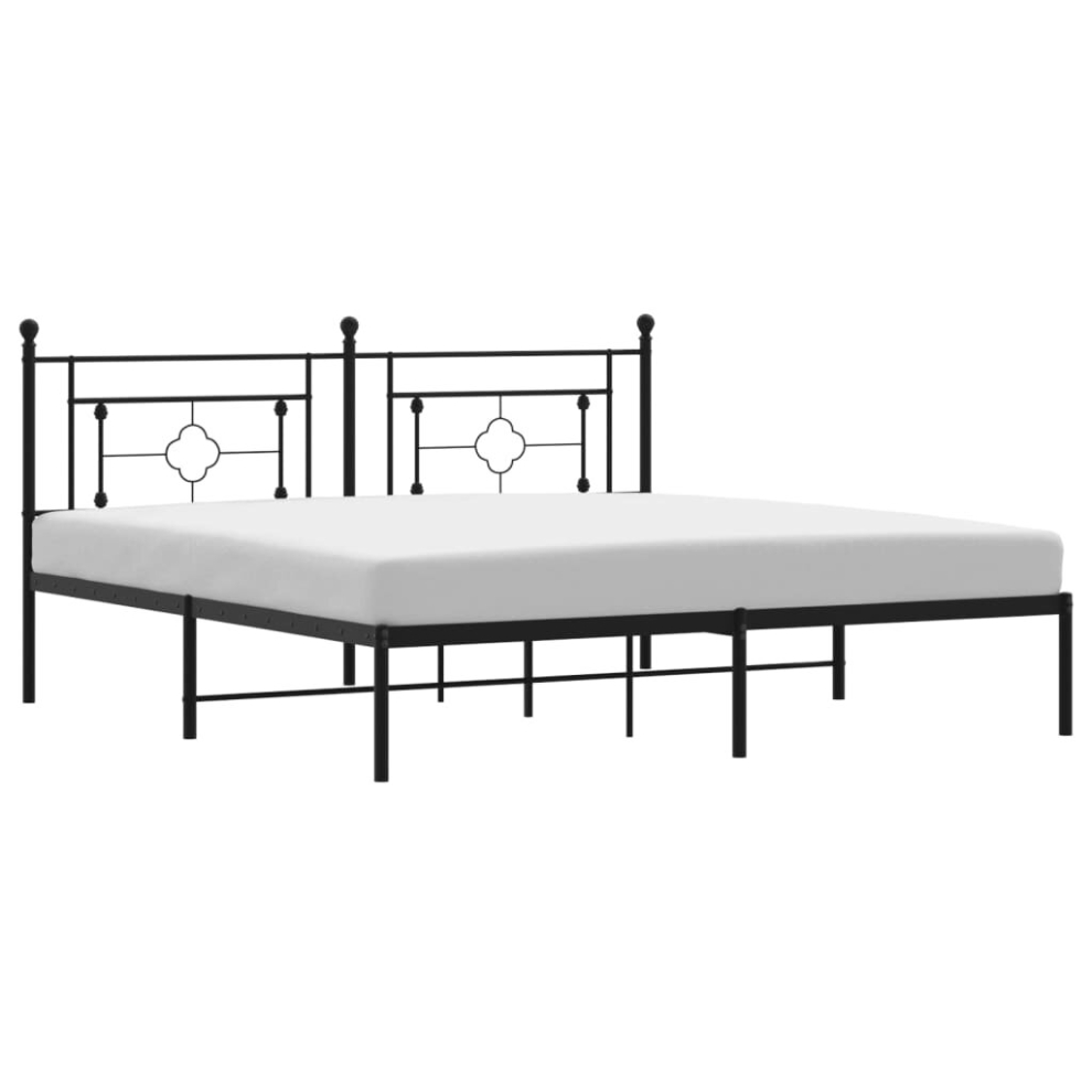 (black, 180 x 200 cm/with headboard) vidaXL Metal Bed Frame Home Bedroom Bed Base Mattress Foundation Bedstead