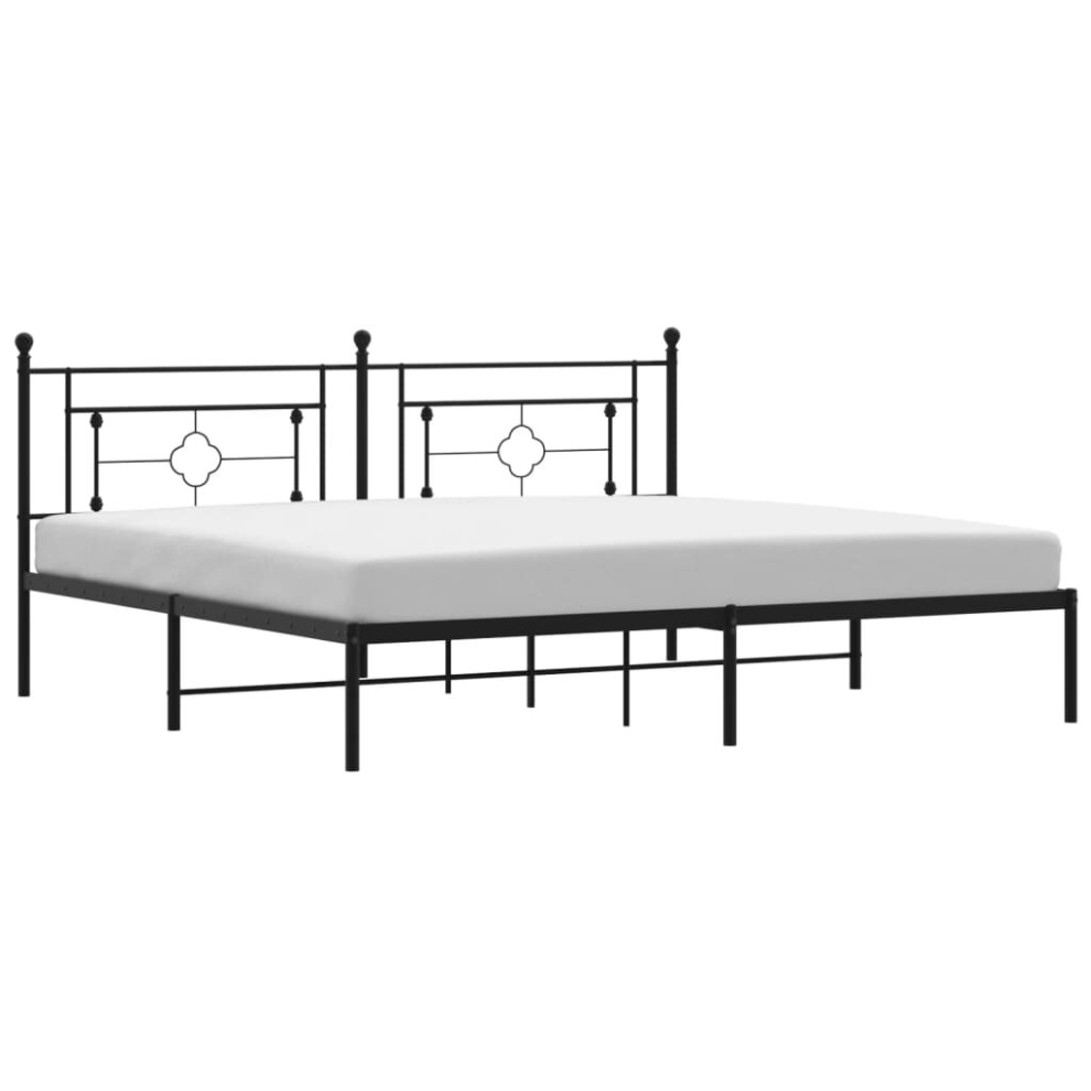 Vidaxl (Black, 193 X 203 Cm/With Headboard) Metal Bed Frame Home Bedroom Bed Base Mattress Foundation Bedstead