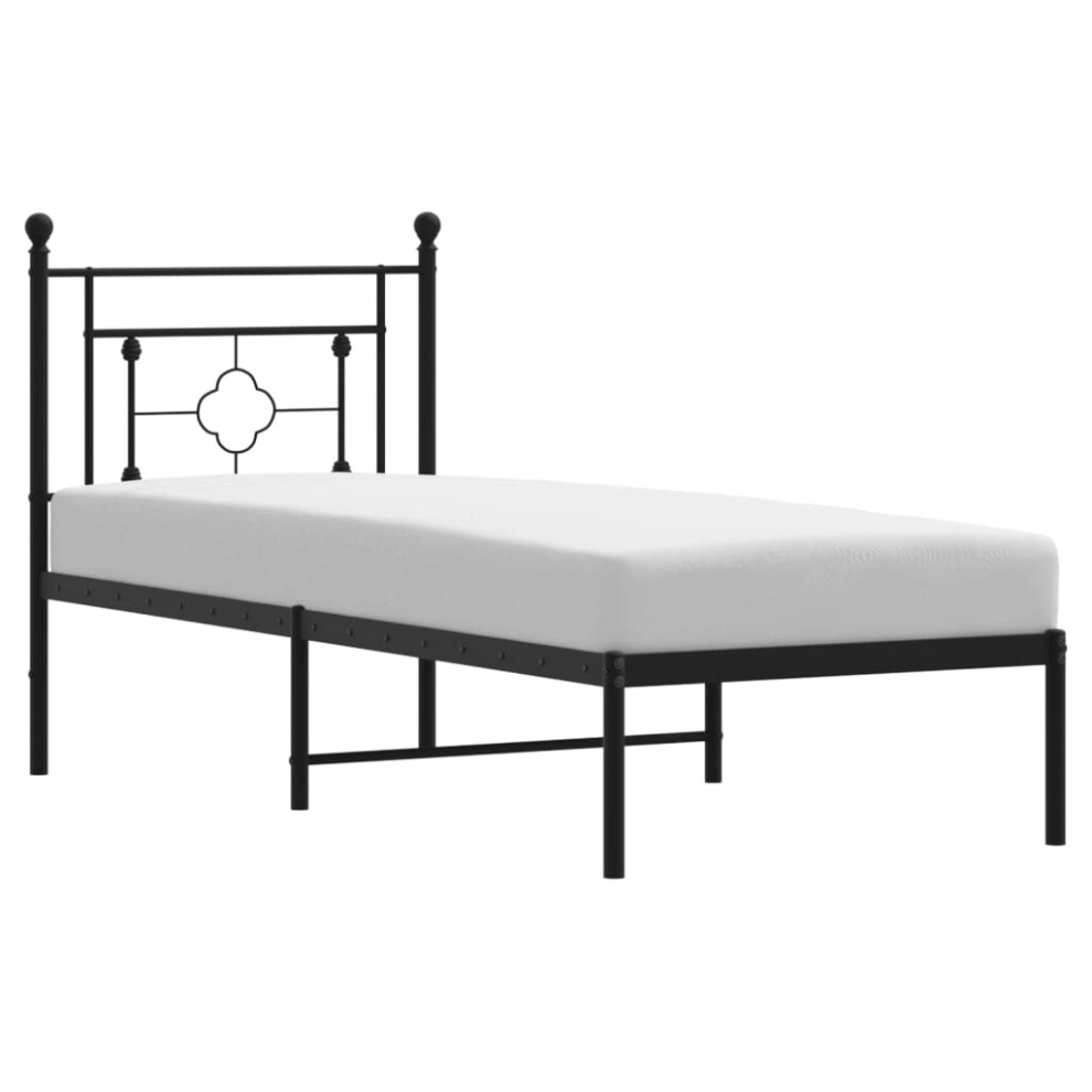 Vidaxl (Black, 80 X 200 Cm/With Headboard) Metal Bed Frame Home Bedroom Bed Base Mattress Foundation Bedstead