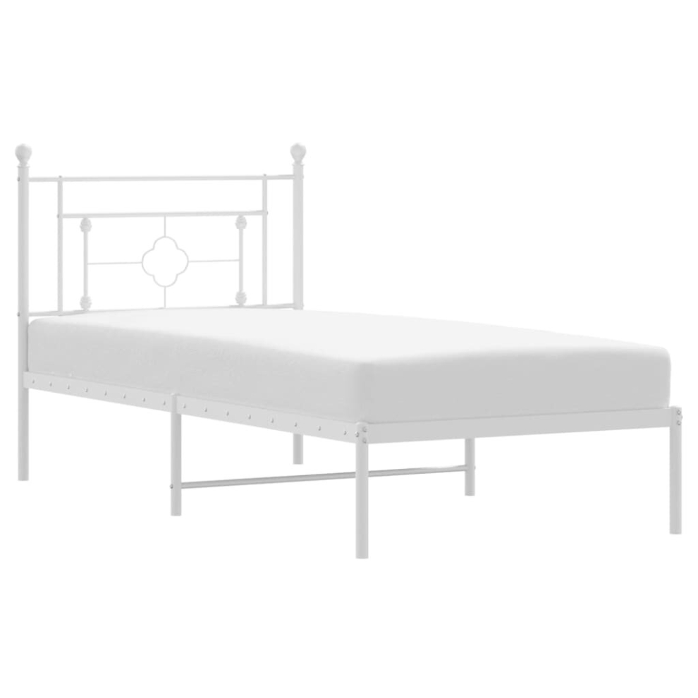 (white, 90 X 200 cm/with headboard) vidaXL Metal Bed Frame Home Bedroom Bed Base Mattress Foundation Bedstead