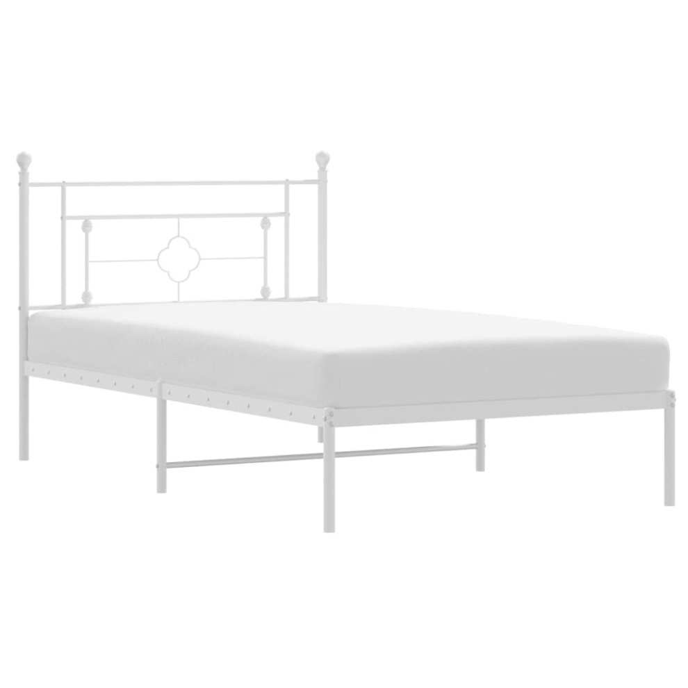 (white, 107 x 203 cm/with headboard) vidaXL Metal Bed Frame Home Bedroom Bed Base Mattress Foundation Bedstead