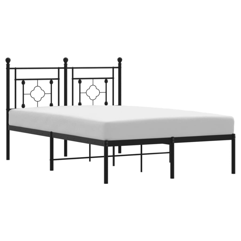 Vidaxl (Black, 120 X 200 Cm/With Headboard) Metal Bed Frame Home Bedroom Bed Base Mattress Foundation Bedstead