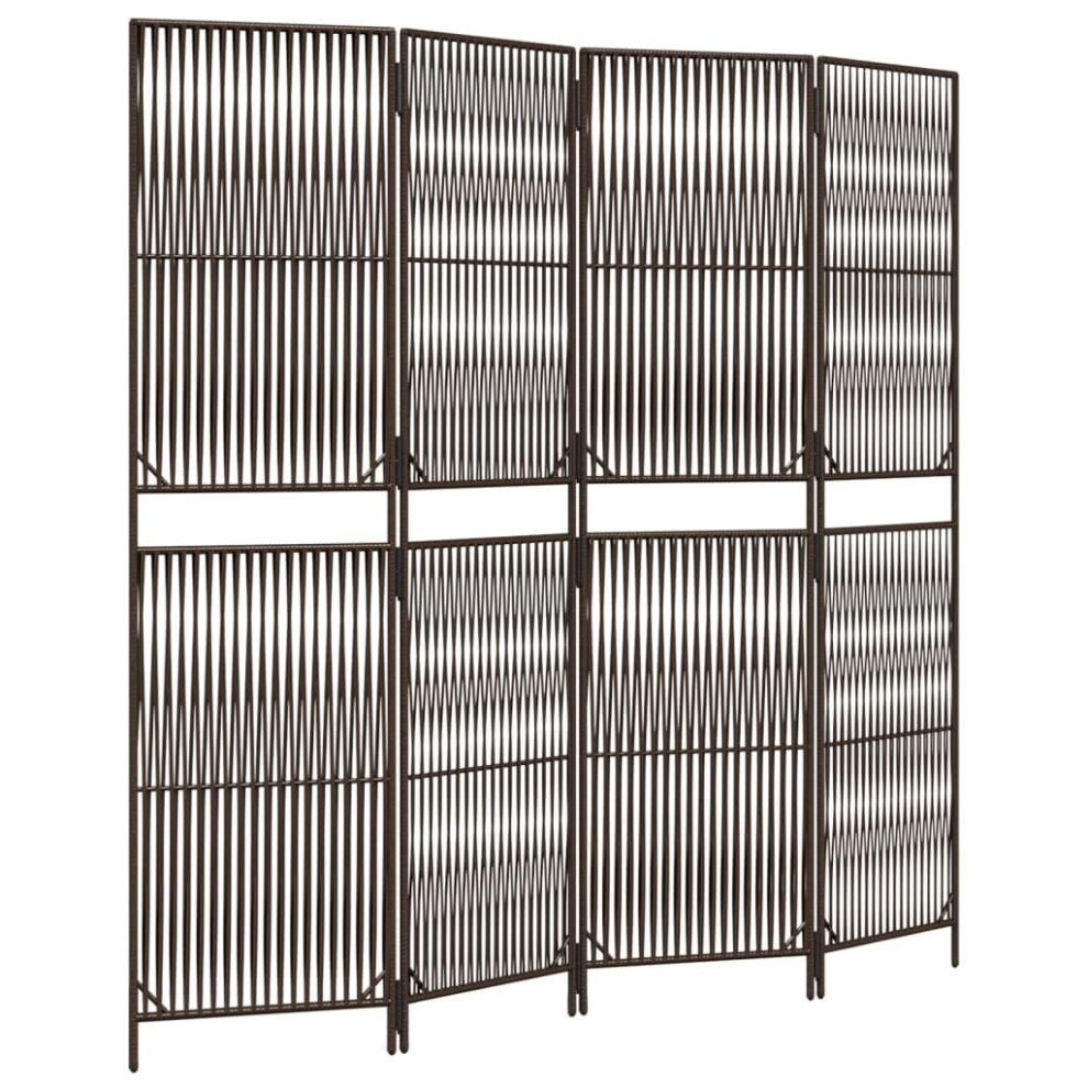 vidaXL Room Divider 4 Panels Privacy Screen Balcony Screen Brown Poly Rattan