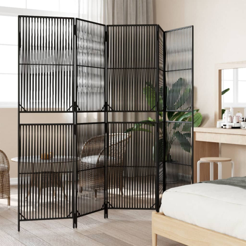 VidaXL vidaXL Room Divider 5 Panels Privacy Screen Balcony Screen Black Poly Rattan 2