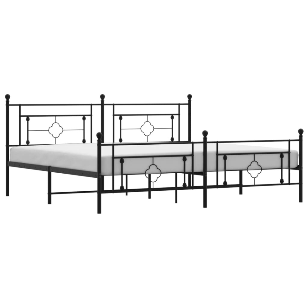 (black, 193 x 203 cm/with headboard & footboard) vidaXL Metal Bed Frame Home Bedroom Bed Base Mattress Foundation Bedstead