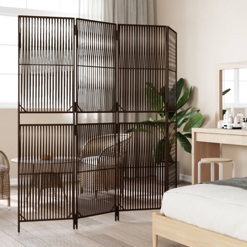 VidaXL vidaXL Room Divider 4 Panels Privacy Screen Balcony Screen Brown Poly Rattan 2