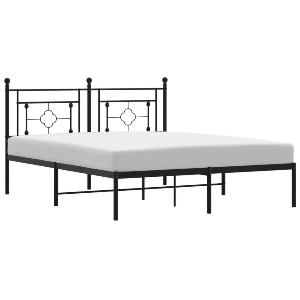 (black, 160 x 200 cm/with headboard) vidaXL Metal Bed Frame Home Bedroom Bed Base Mattress Foundation Bedstead