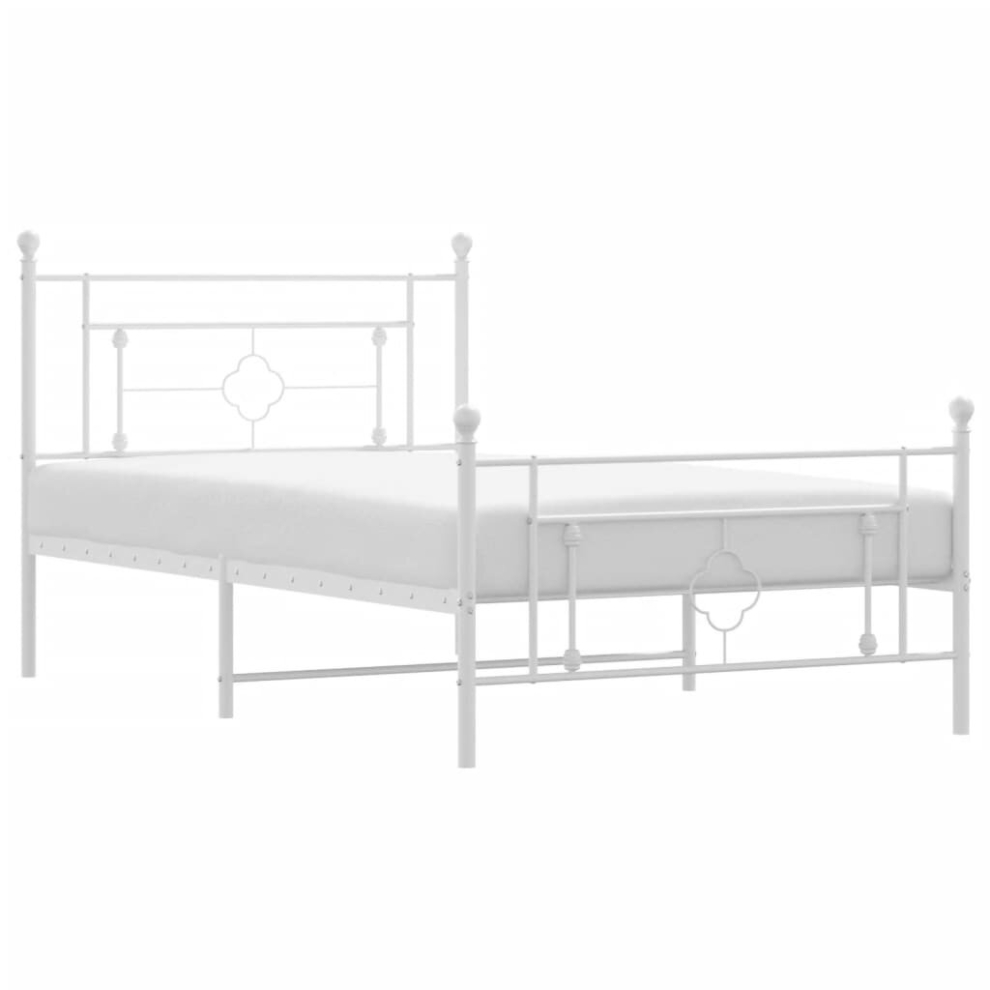 (white, 107 x 203 cm/with headboard & footboard) vidaXL Metal Bed Frame Home Bedroom Bed Base Mattress Foundation Bedstead