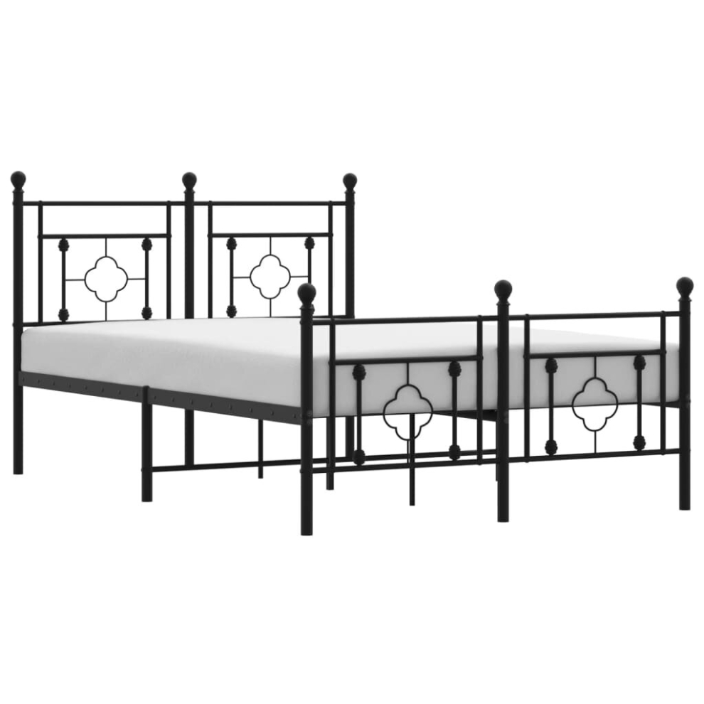 Vidaxl (Black, 120 X 190 Cm/With Headboard & Footboard) Metal Bed Frame Home Bedroom Bed Base Mattress Foundation Bedstead