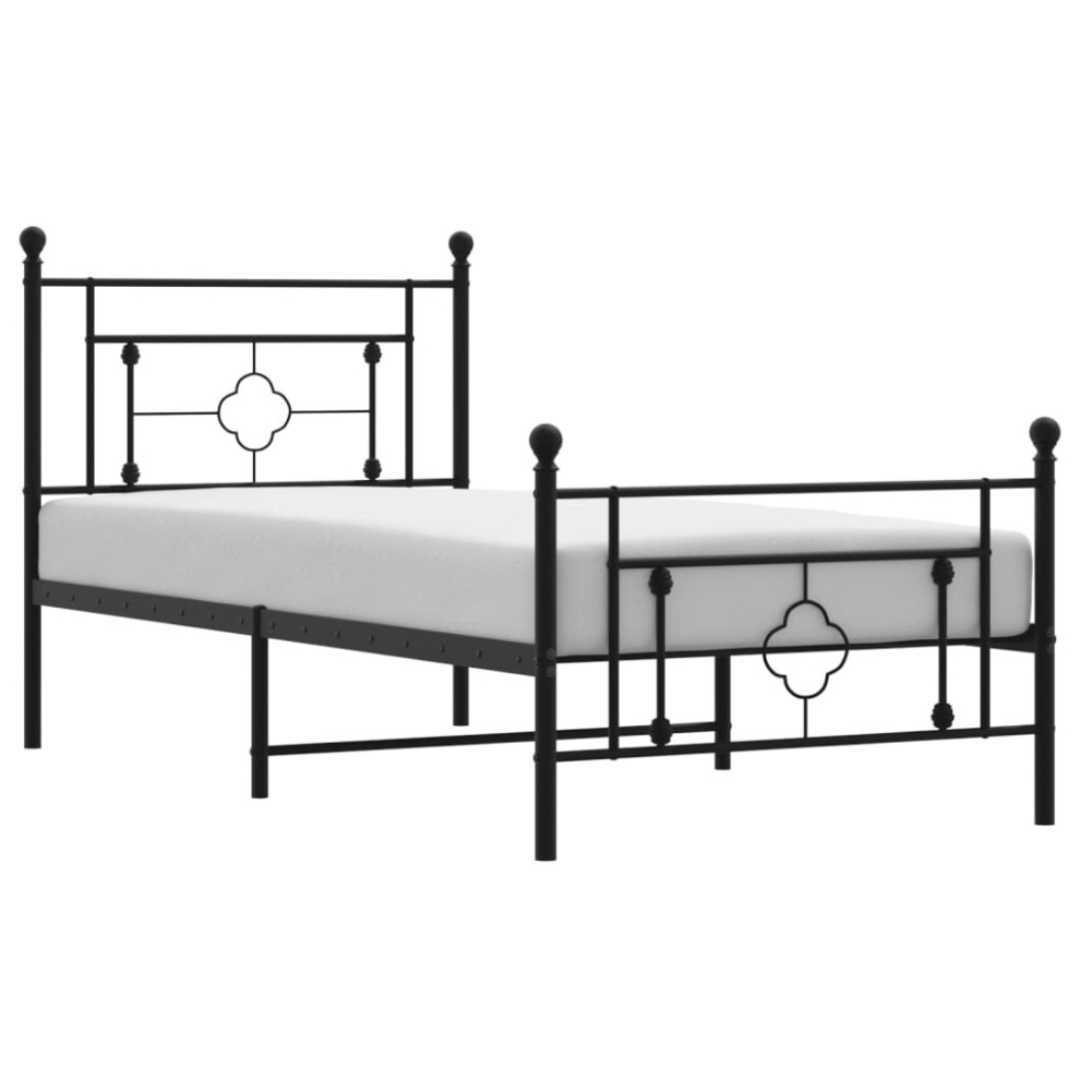 Vidaxl (Black, 100 X 200 Cm/With Headboard & Footboard) Metal Bed Frame Home Bedroom Bed Base Mattress Foundation Bedstead