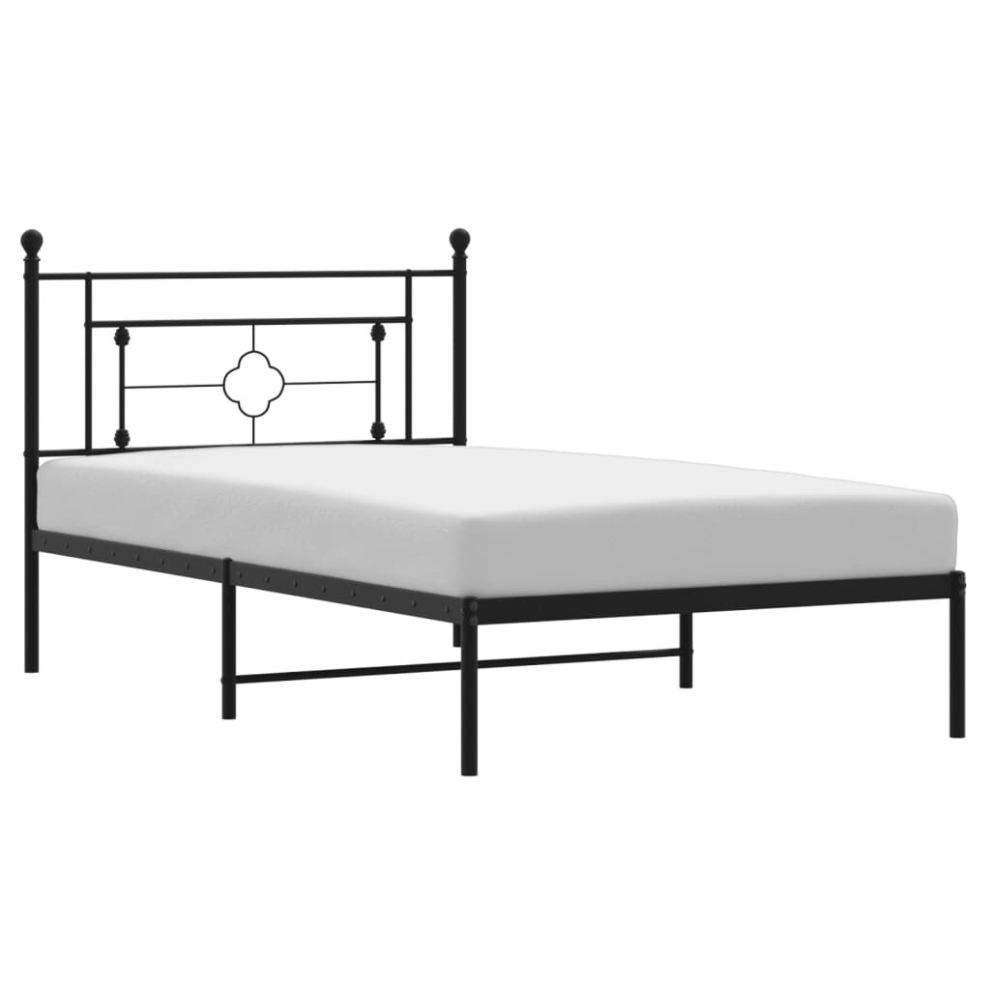 (black, 107 x 203 cm/with headboard) vidaXL Metal Bed Frame Home Bedroom Bed Base Mattress Foundation Bedstead